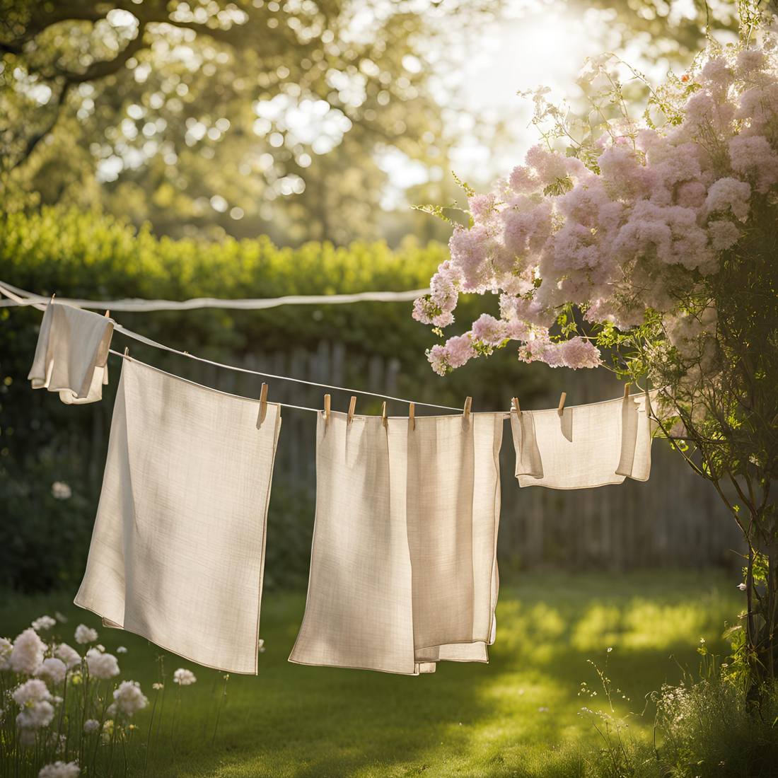 Organic Washing Drying on a Line